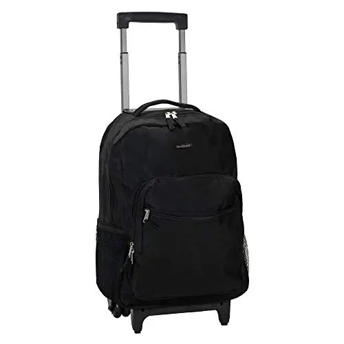 Rockland double handle rolling backpack in black color