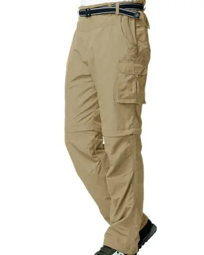 JESSIE KIDDEN men's convertible pants in khaki that zip off into shorts