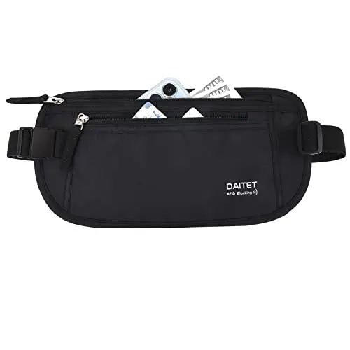 DAITET slim hidden money belt with RFID blocking