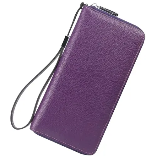 Lavemi women's travel wallet in purple with zip-around closure