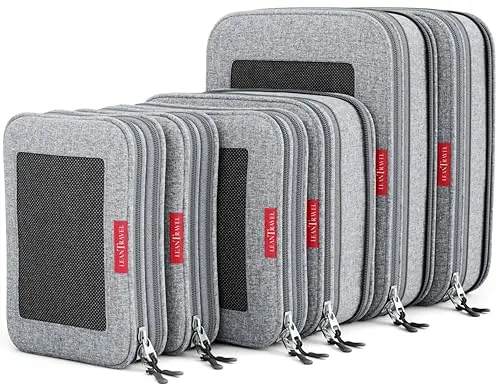 LeanTravel 6-pack compression packing cubes in grey