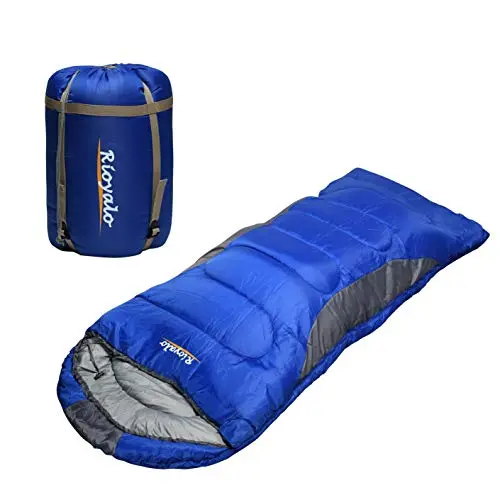 RIOYALO blue rectangular sleeping bag with compression sack