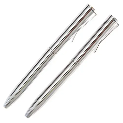 NarwhalCo set of two small metal pens in chrome