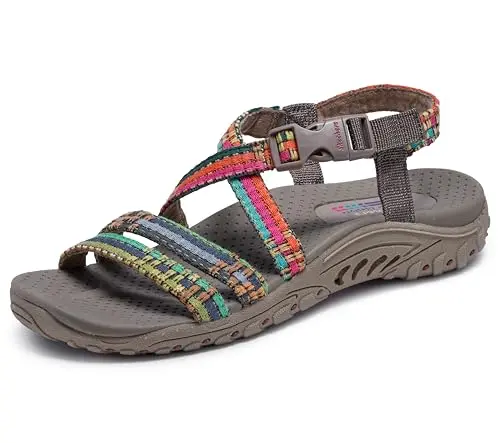 Skechers Reggae sandals with woven strappy design and slingback