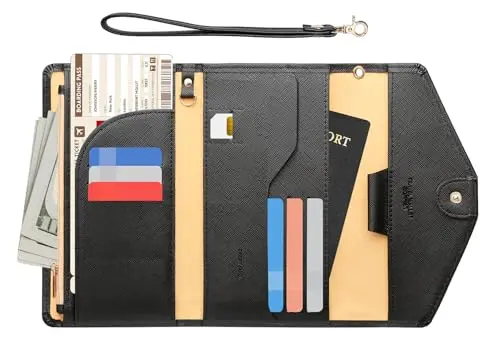 ZOPPEN passport holder travel wallet in black with detachable strap