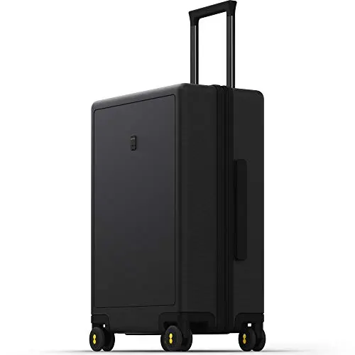 LEVEL8 luminous textured hardside suitcase in black