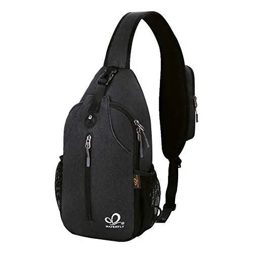 WATERFLY crossbody sling backpack with multiple compartments and reversible strap