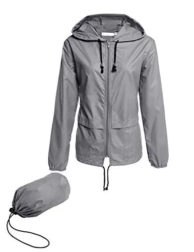 Avoogue women's lightweight waterproof raincoat with carrying pouch
