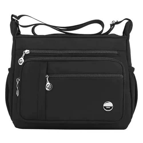 MINTEGRA shoulder handbag showing multiple exterior and interior pockets