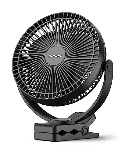 Koonie clip on fan with sturdy clamp and adjustable head for camping