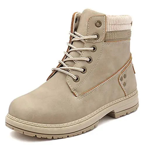 ATHLEFIT women's waterproof hiking combat boots in khaki color
