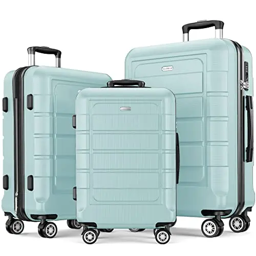 SHOWKOO expandable PC+ABS luggage set in mint green