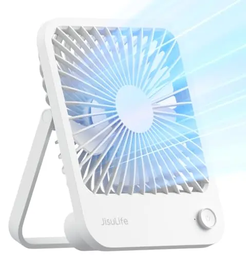 JISULIFE foldable portable desk fan in white color