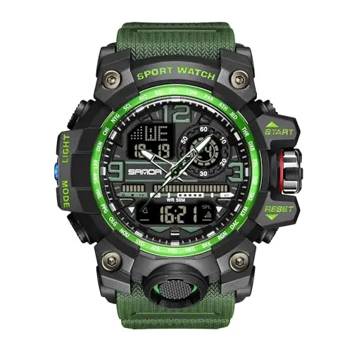 KXAITO green tactical watch with large dial
