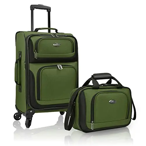 U.S. Traveler lightweight softside carry-on luggage with green color