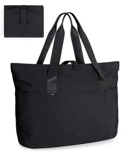 BAGSMART foldable tote bag with multiple zippered compartments for organization
