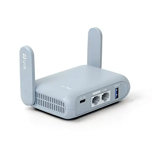 GL.iNet GL-MT3000 portable travel router in blue color