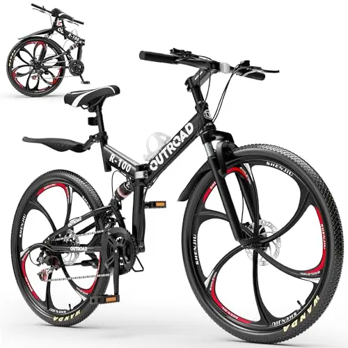 MarKnig black folding mountain bike with full suspension