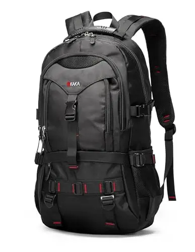 KAKA travel backpack showing anti-theft design and durable materials
