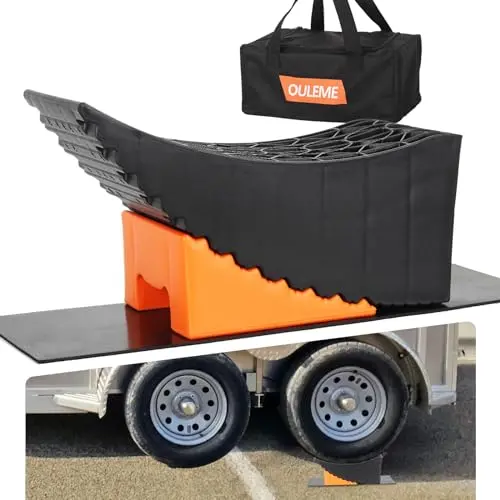 OULEME raised tire change ramp with wheel chock for RV and trailer tires