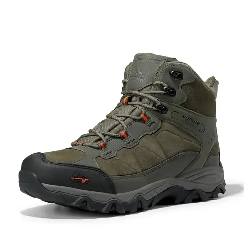 NORTIV 8 green waterproof hiking boots with rubber toe cap