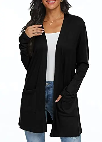 QIXING women's lightweight open front cardigan