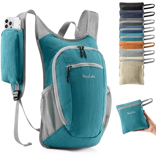 Uselike 10L small foldable hiking daypack in Teal Blue color