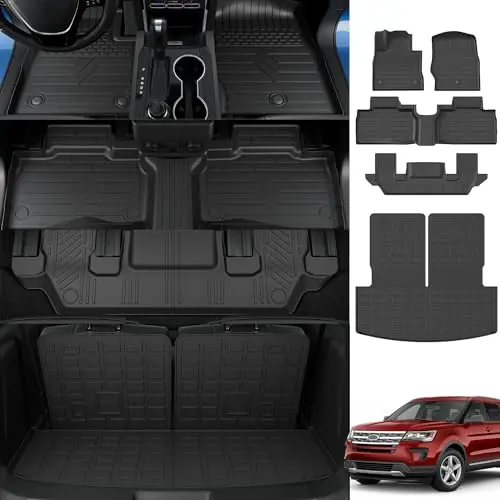 Powoq TPE floor liners and cargo mat in Ford Explorer