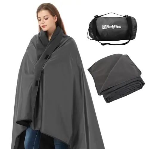 sheelokhwui 4-in-1 large camping blanket in dark gray color