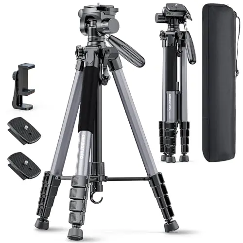 CAMBOFOTO gunmetal gray tripod with smooth pan head and compact fold
