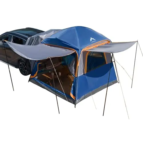 UNIHIMAL blue SUV tent with rainfly and storage pockets
