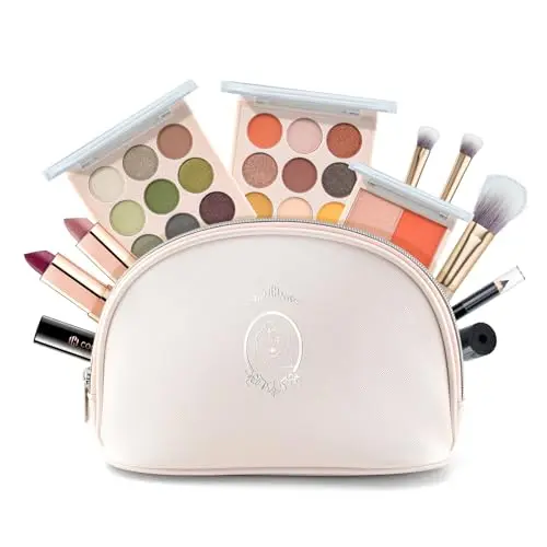 Color Nymph all-in-one makeup kit for teens and beginners with eyeshadow palettes, blush, lipstick, eyeliner, mascara, brushes, and travel bag