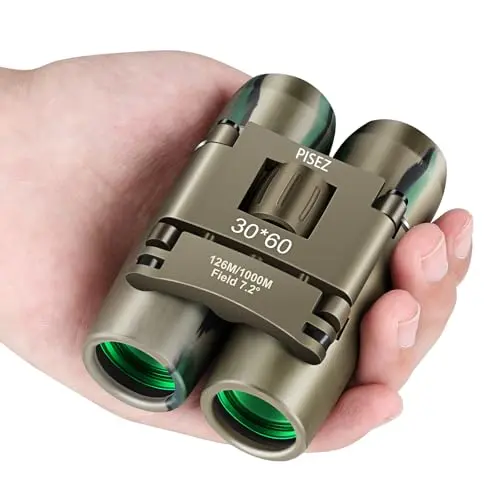 PISEZ foldable compact binoculars for hiking and travel
