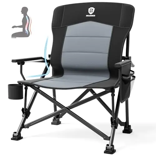 EVER ADVANCED camping chair with adjustable lumbar support and oversized design