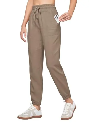 Willit women's linen jogger pants in deep khaki