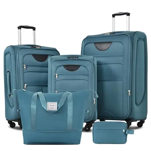 MERAX softside 3-piece luggage set with duffel bag in blue green