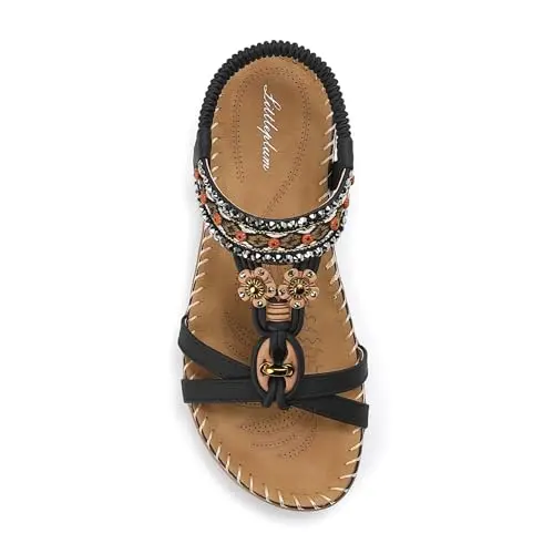 Littleplum handmade bohemian sandals for women with floral decoration
