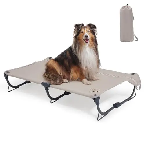 CANINE CANYON foldable dog cot in brown with compact design