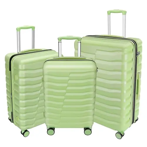 WireHot 3-piece hardshell luggage set in light avocado green