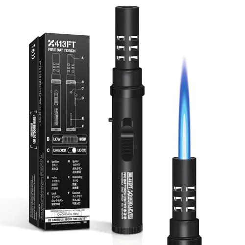 CAMVIL heavy-duty torch lighter with fuel indicator and safety lock