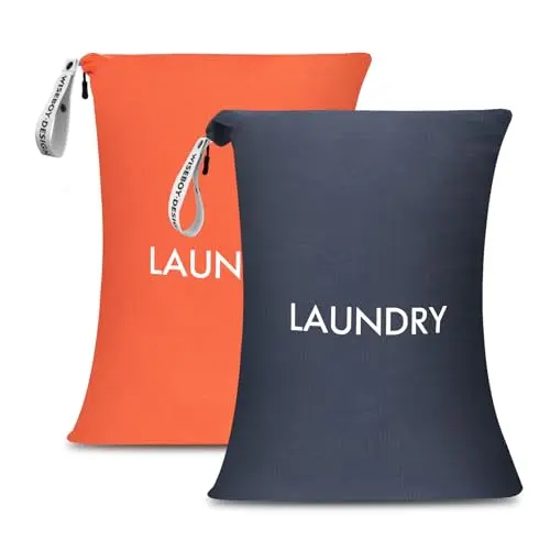 WiseBoy wet-dry laundry bags with zipper closure and compact design