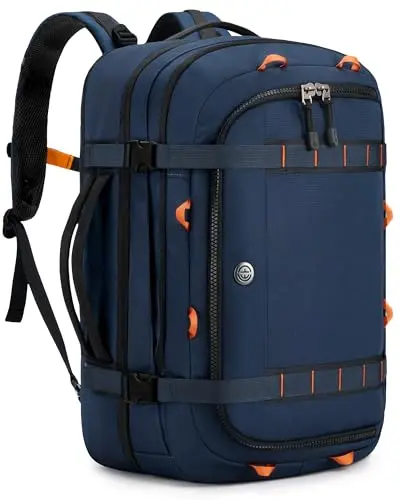 Tolaccea travel backpack with dual laptop compartments and wet-dry storage