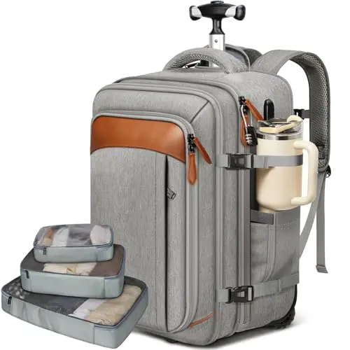 Vancropak expandable rolling backpack with packing cubes