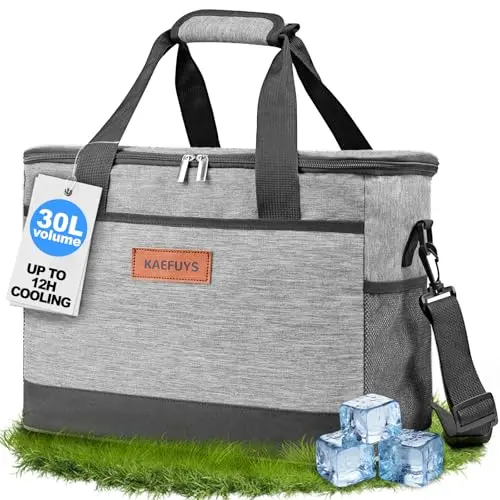 KAEFUYS insulated cooler bag with adjustable shoulder strap and multiple pockets