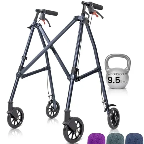 Vive Mobility narrow folding walker with open-frame design in midnight blue
