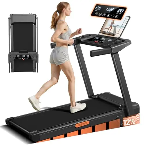LONTEK foldable treadmill with manual incline