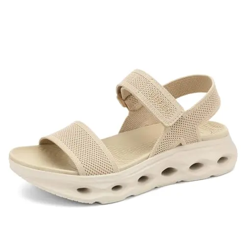 UBFEN women's hiking sandals with platform sole and adjustable ankle strap