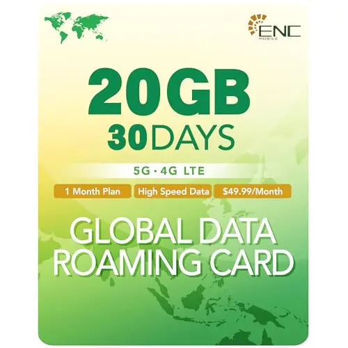 ENC Mobile international data SIM card with 20GB and unlimited reduced speed