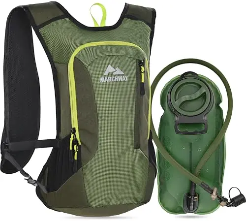 MARCHWAY lightweight hydration backpack with multiple pockets in green color