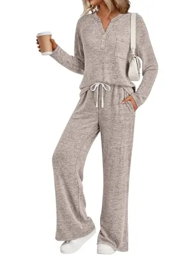 LILLUSORY women's winter lounge set with loose top and drawstring pants